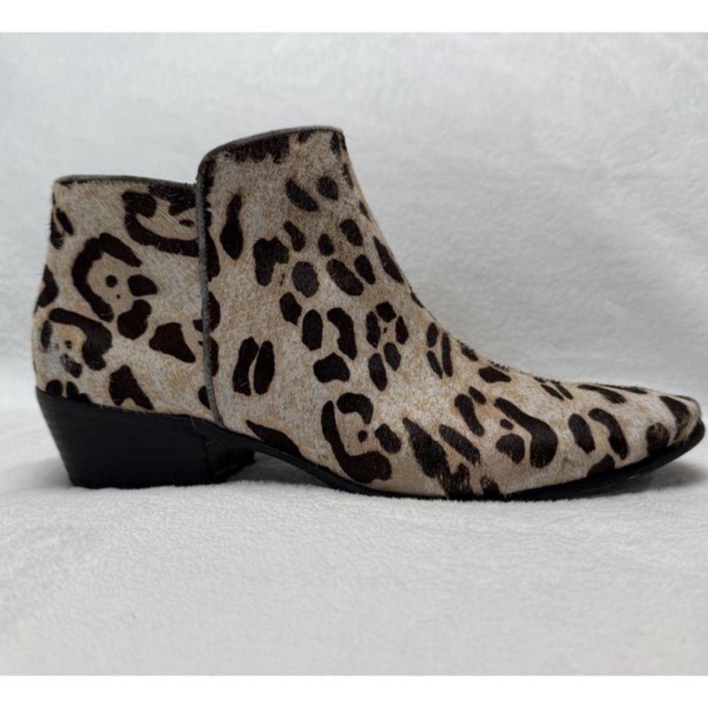 Sam Edelman Leopard Print Ankle Bootie Animal Hair Mob Wife Esthetic Glam‎ Edgy - Picture 3 of 16